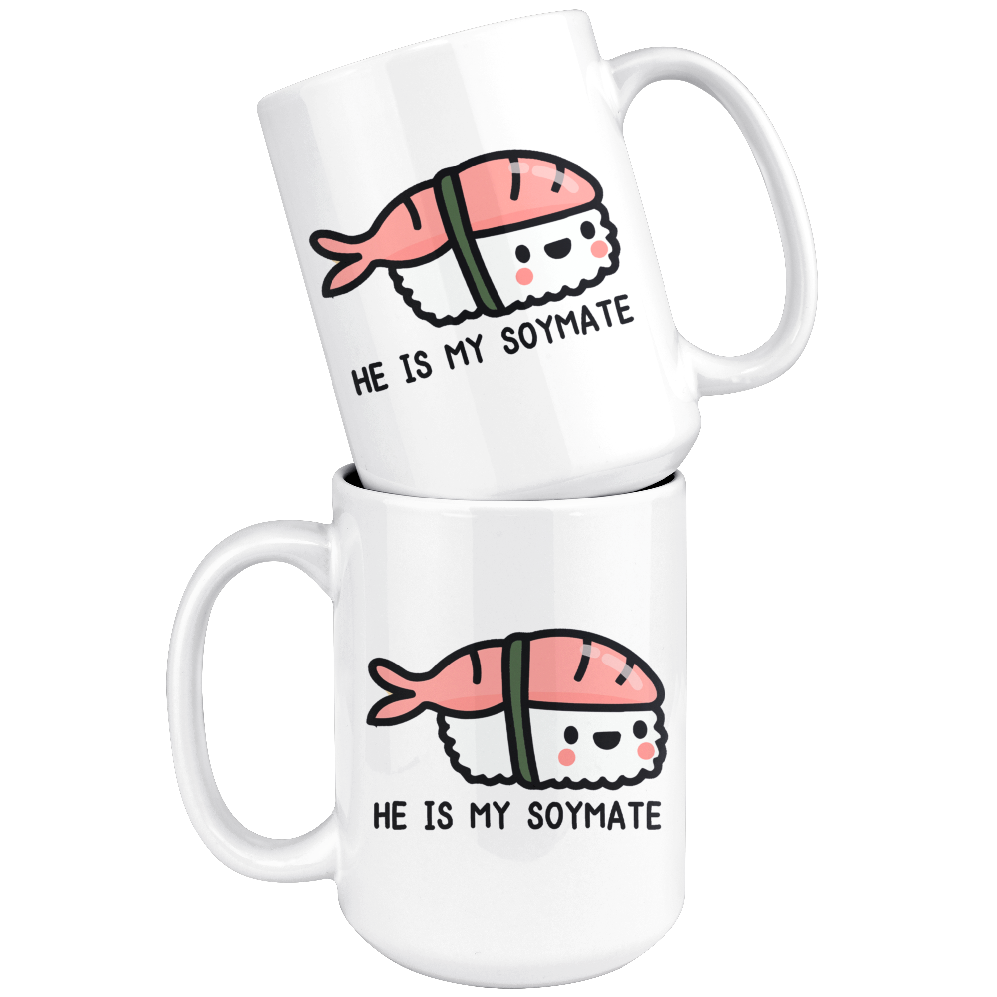 White Mugs - Sushi Matching Mugs Soy Mates