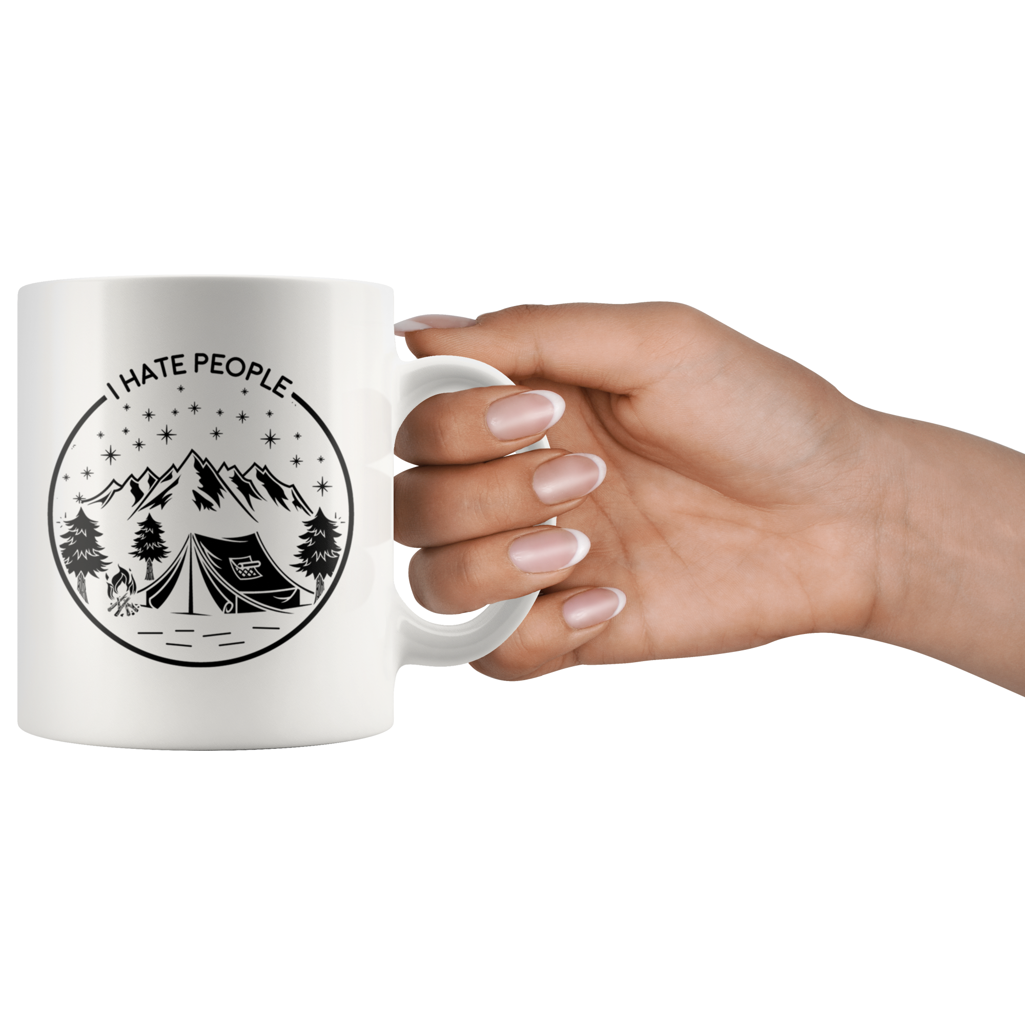White 11oz Mug - Camping I Hate People