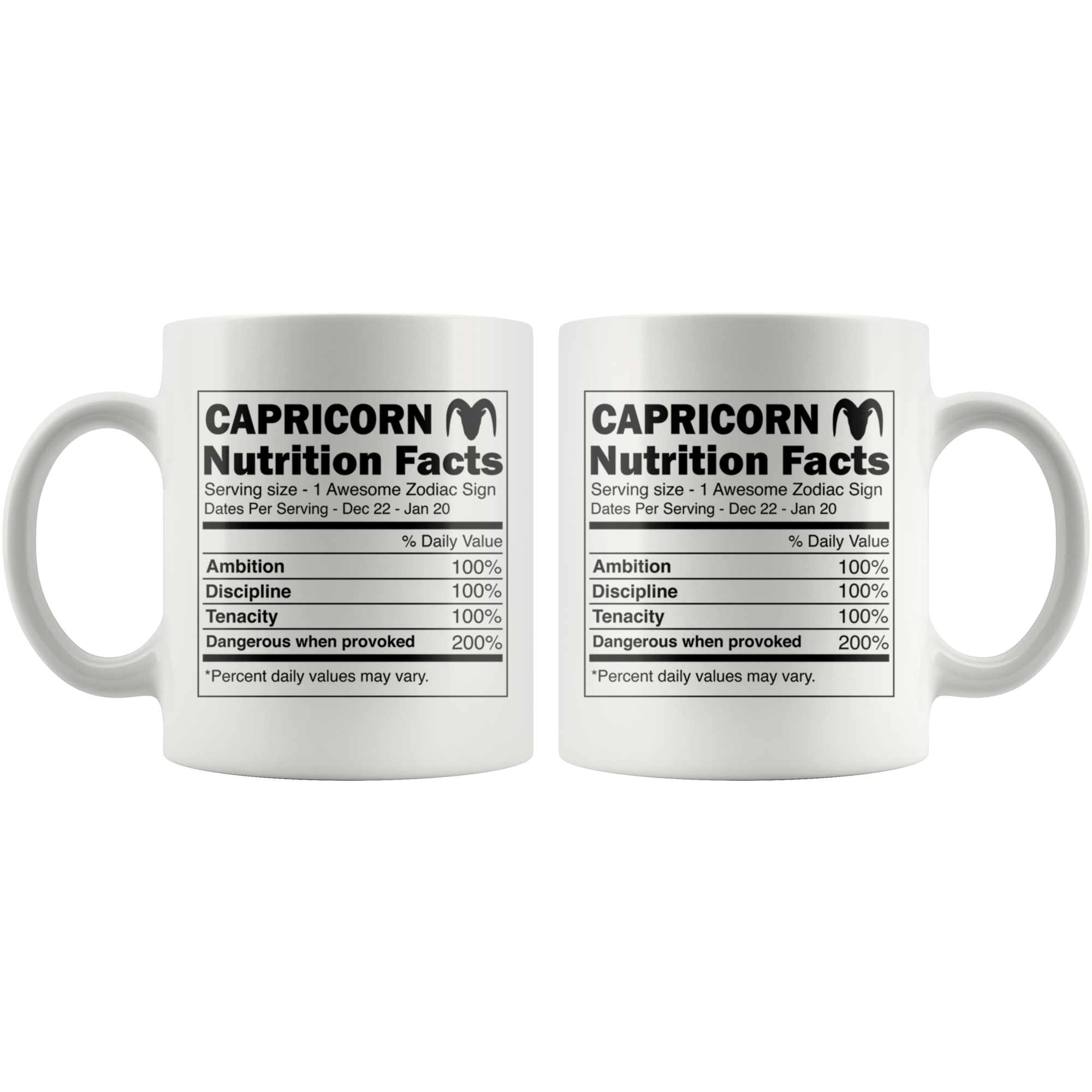 White 11oz Mug - Capricorn Nutrition Facts