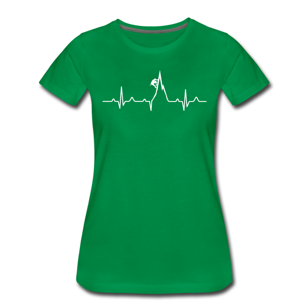 Mountain Climbing Heartbeat Green Womens - kelly green