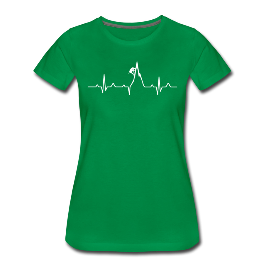 Mountain Climbing Heartbeat Green Womens - kelly green