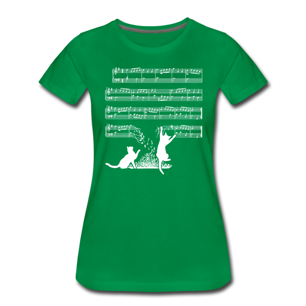 Cat Music Green Ladies Shirts - kelly green