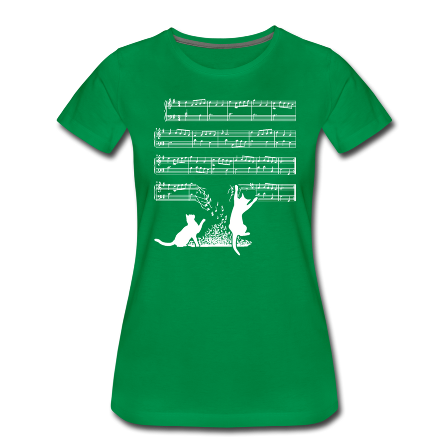 Cat Music Green Ladies Shirts - kelly green