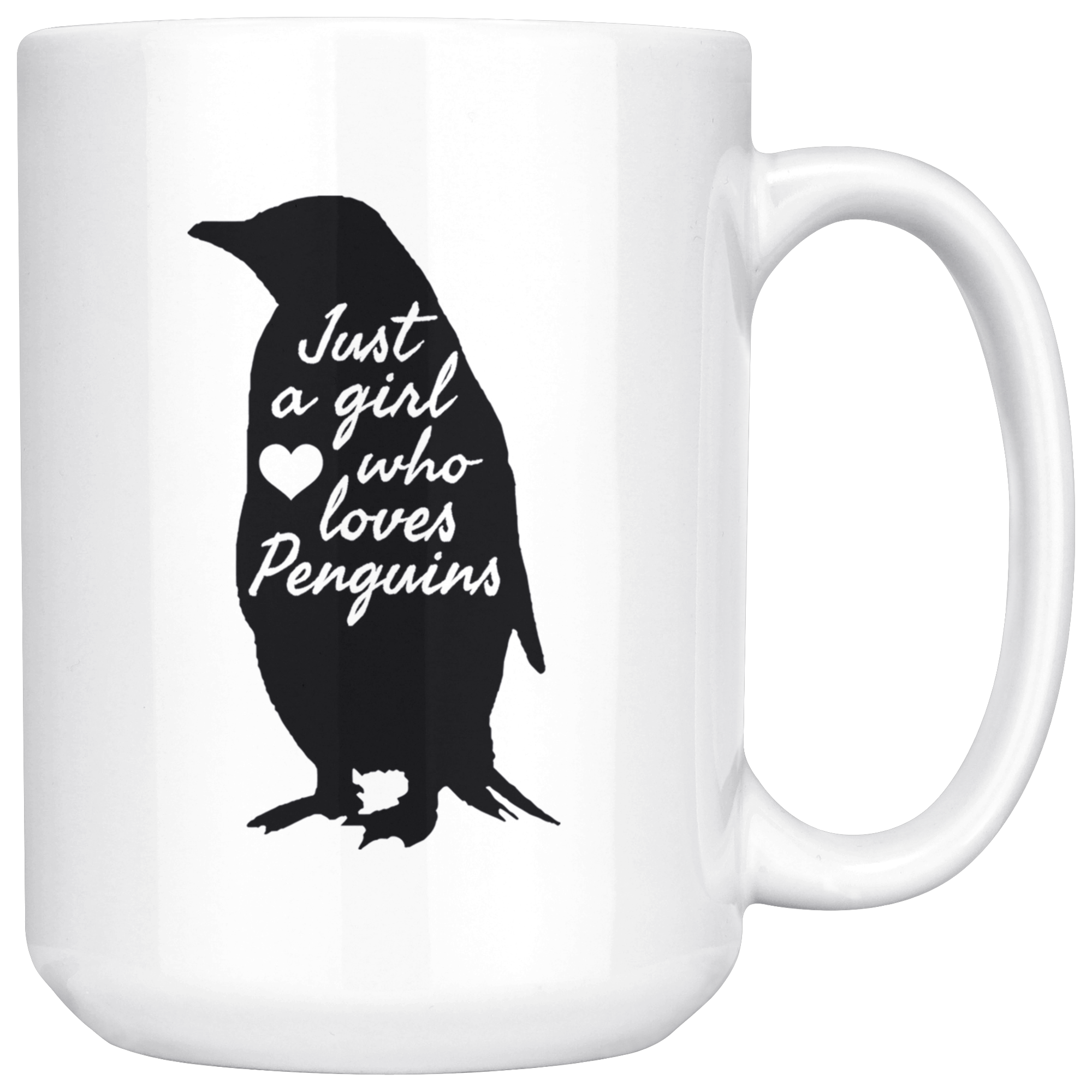 White 15oz Mug - Girl Who Loves Penguins