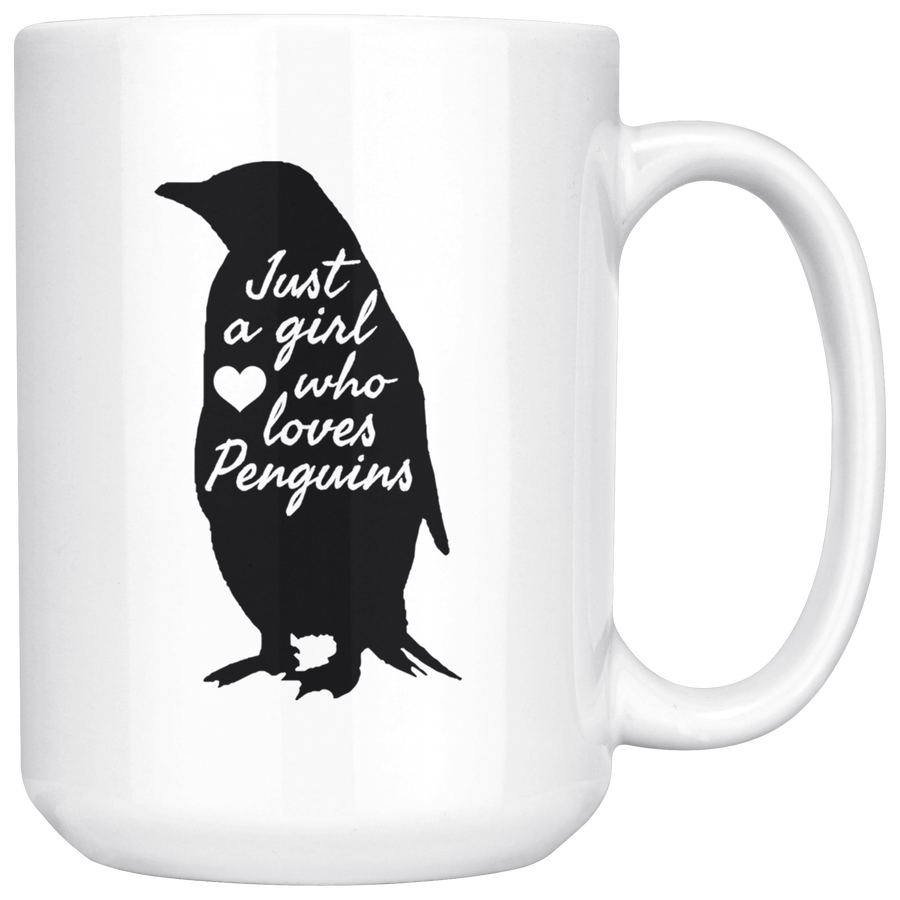 White 15oz Mug - Girl Who Loves Penguins