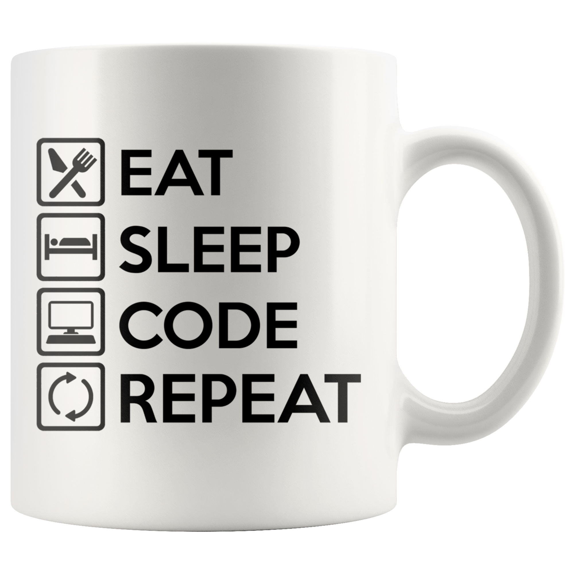 White 11oz Mug - Eat Sleep Code