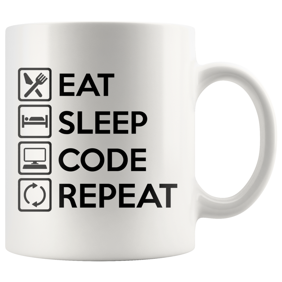 White 11oz Mug - Eat Sleep Code
