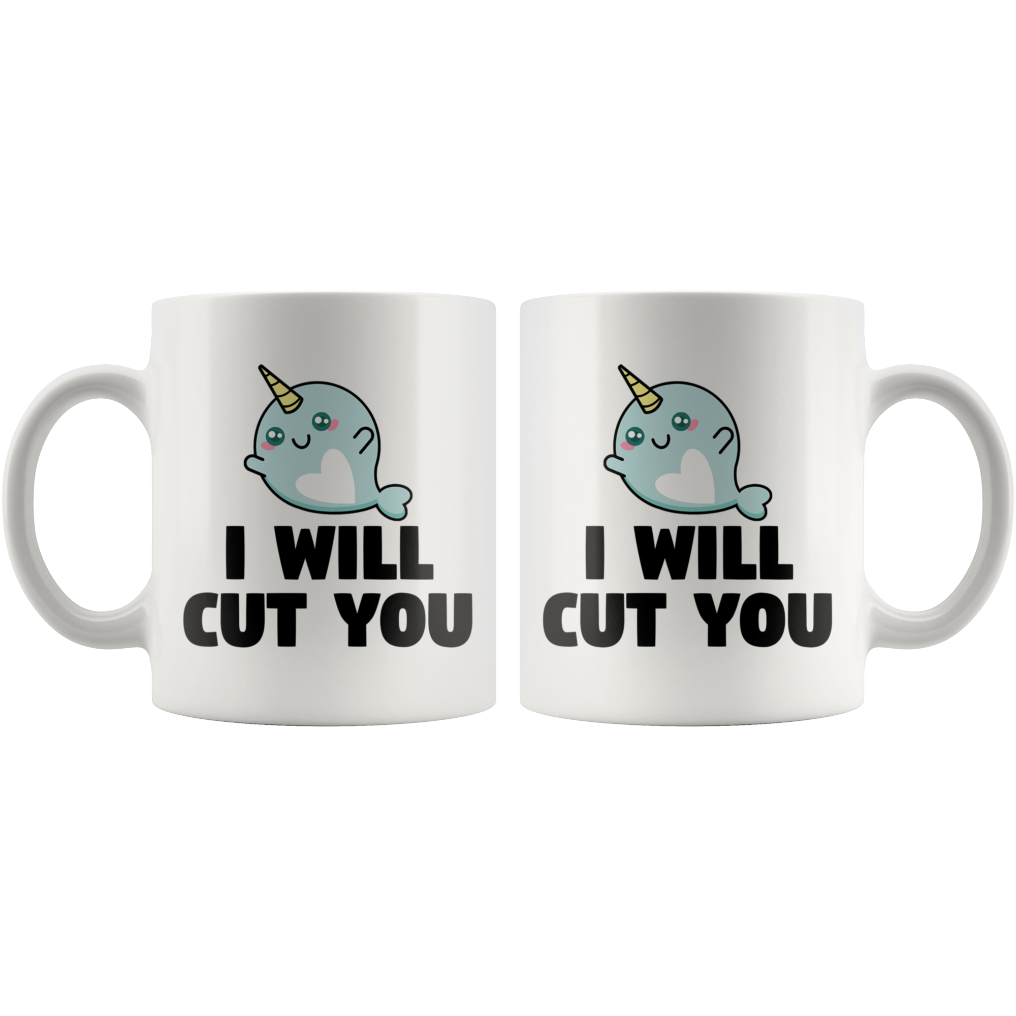 White Mugs - Narwhal Will Cut You