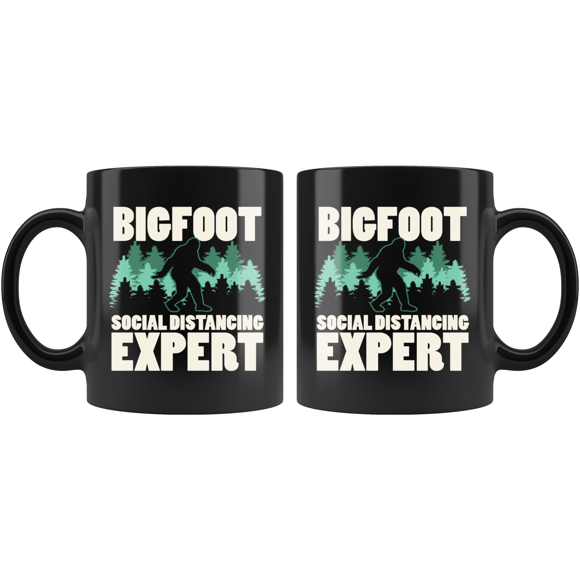 Black 11oz Mug - Bigfoot Social Distancing Expert