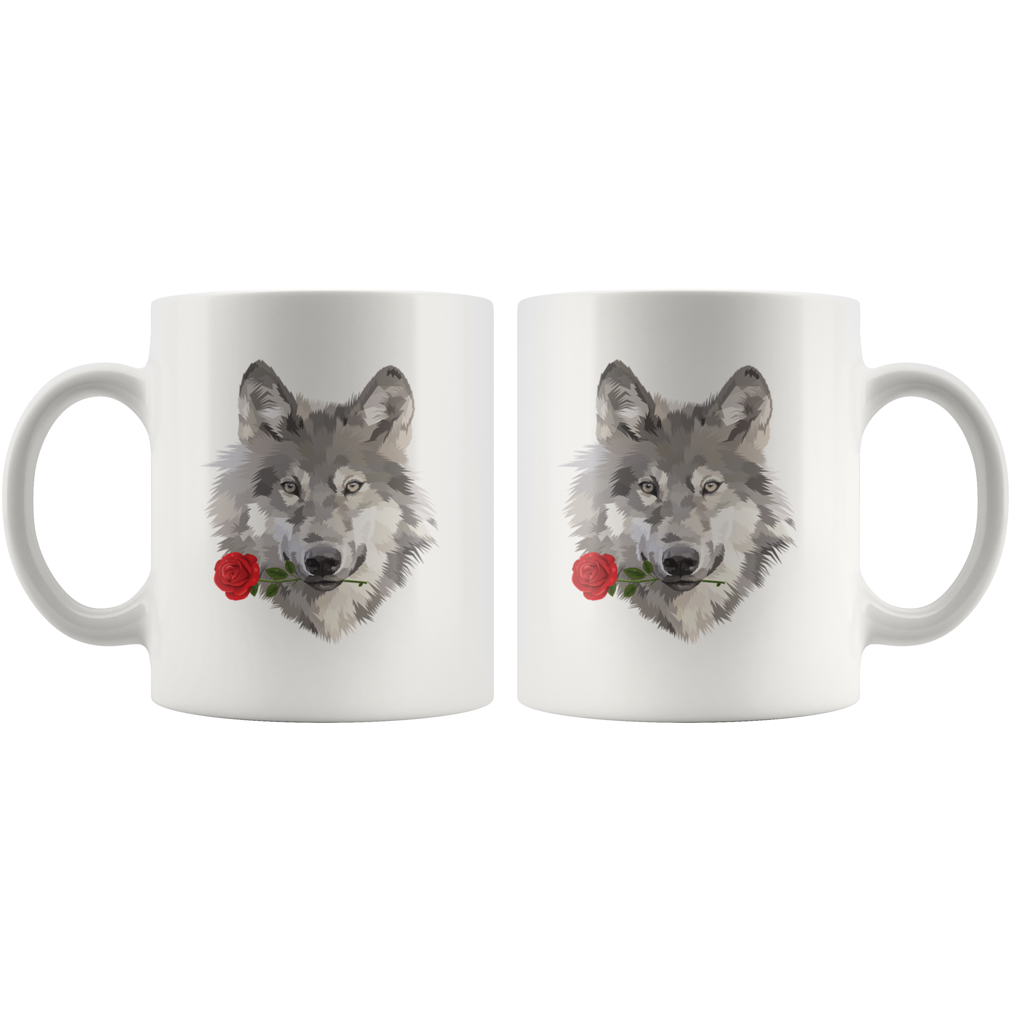 White 11oz Mug - Wolf Rose Mug