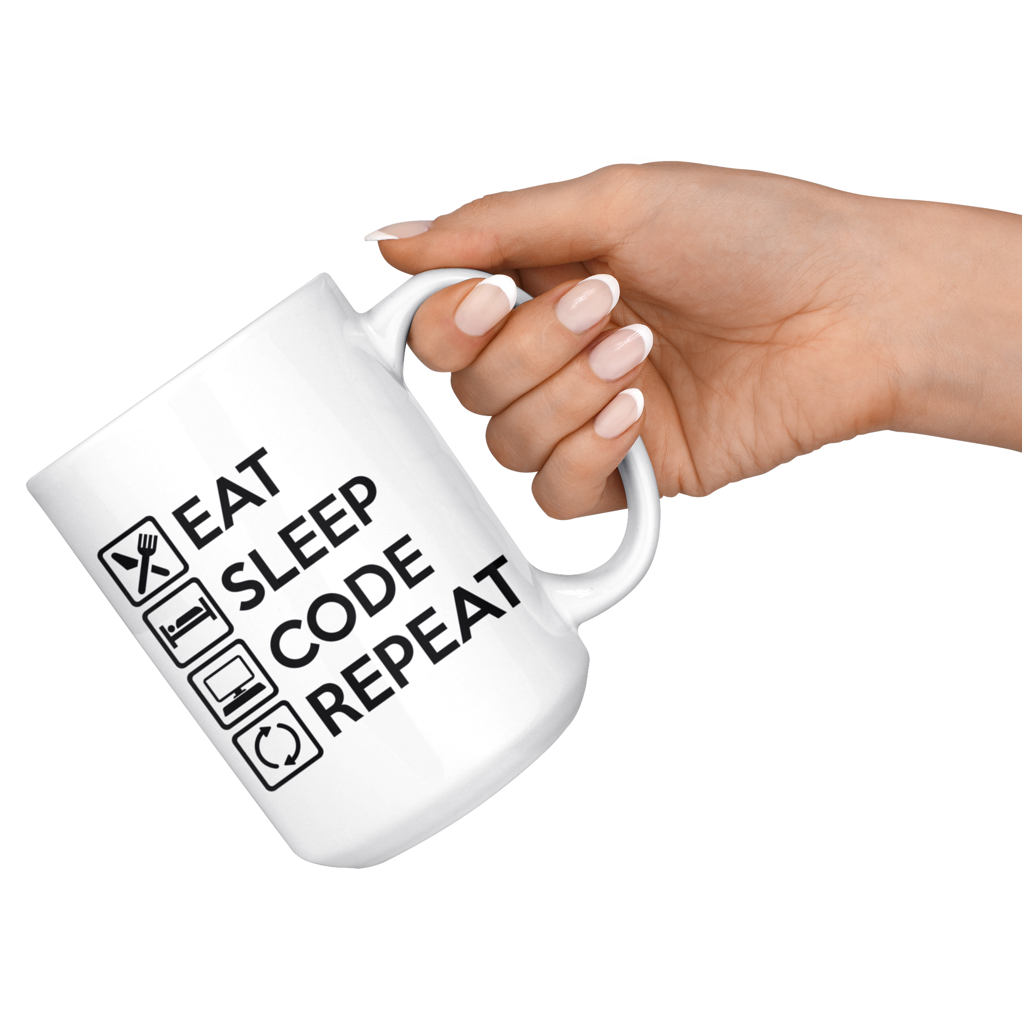 White 15oz Mug - Eat Sleep Code