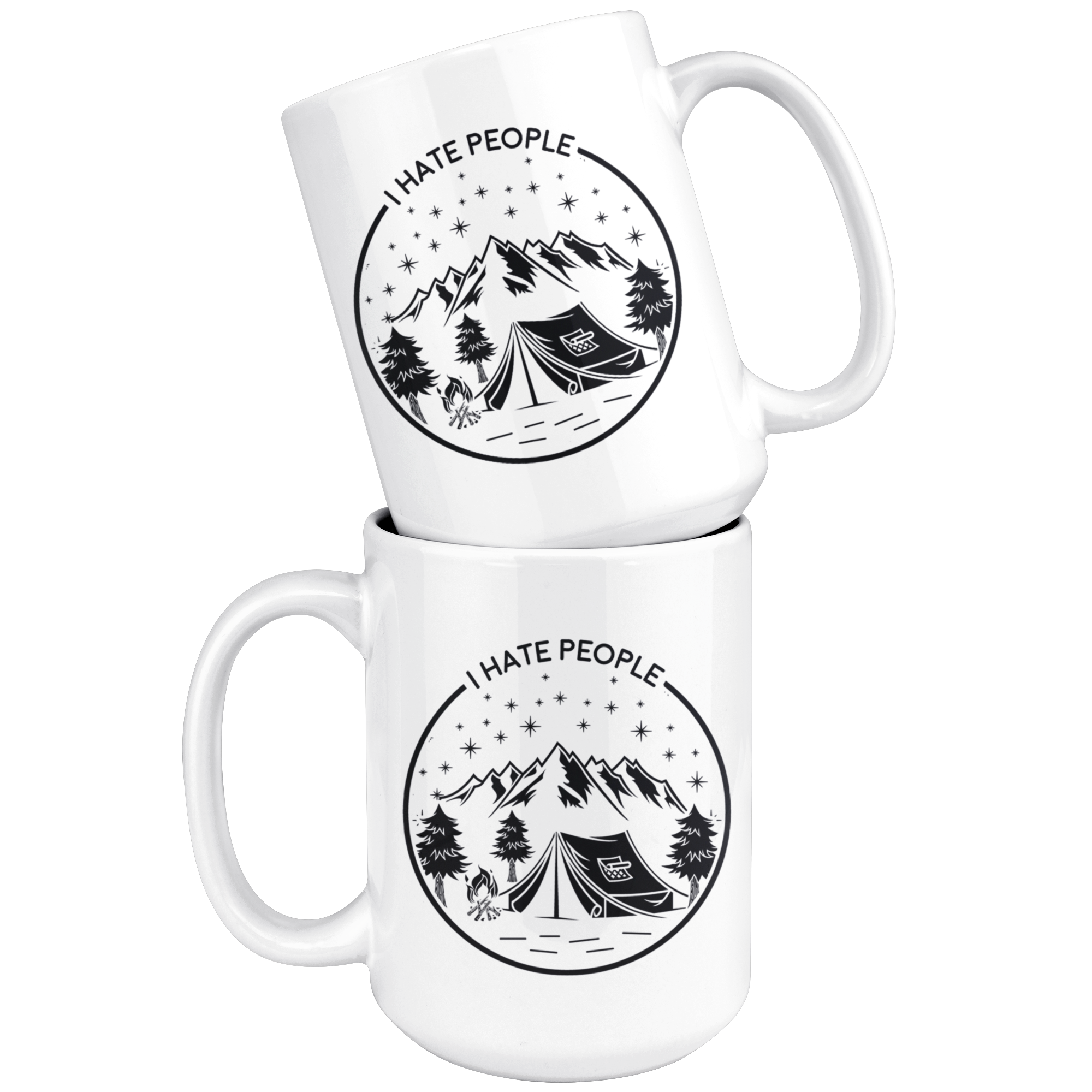White 15oz Mug - Camping Hate People