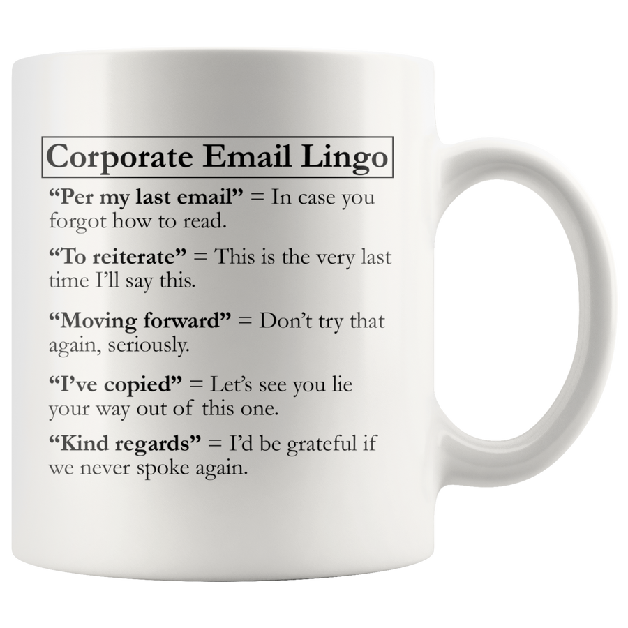 White Mugs - Corporate Email Lingo