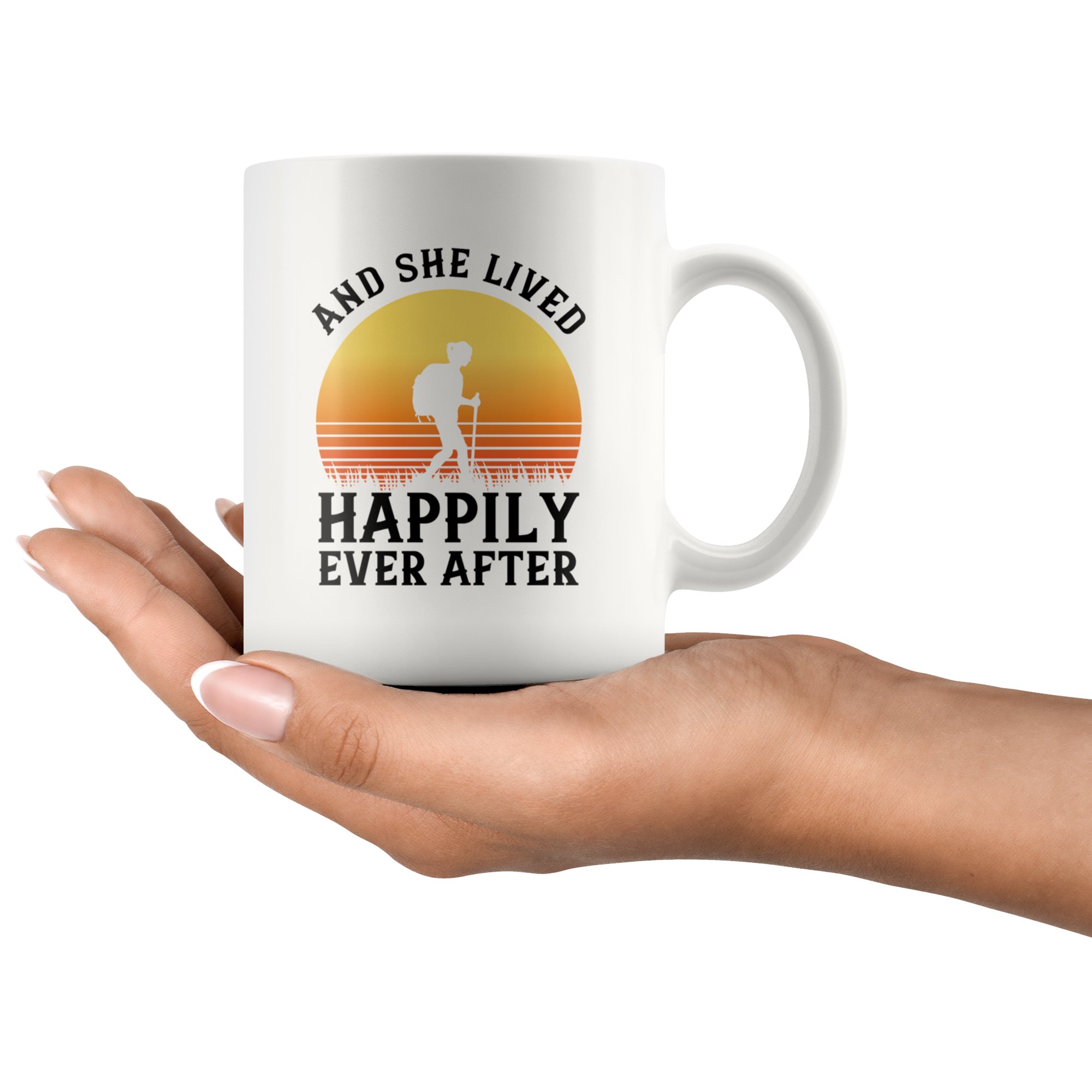 White 11oz Mug - Hiking Girl Happily Ever After