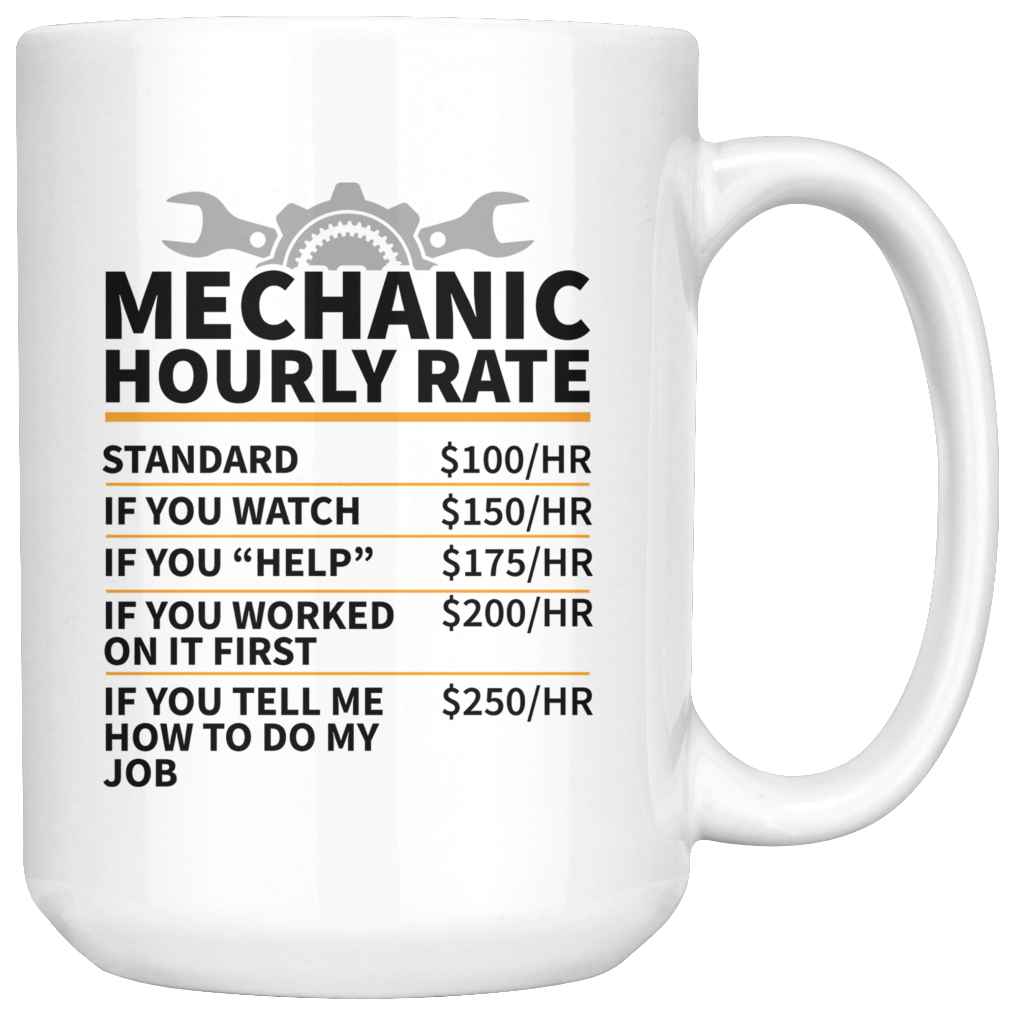 White 15oz Mug - Mechanic Hourly Rate