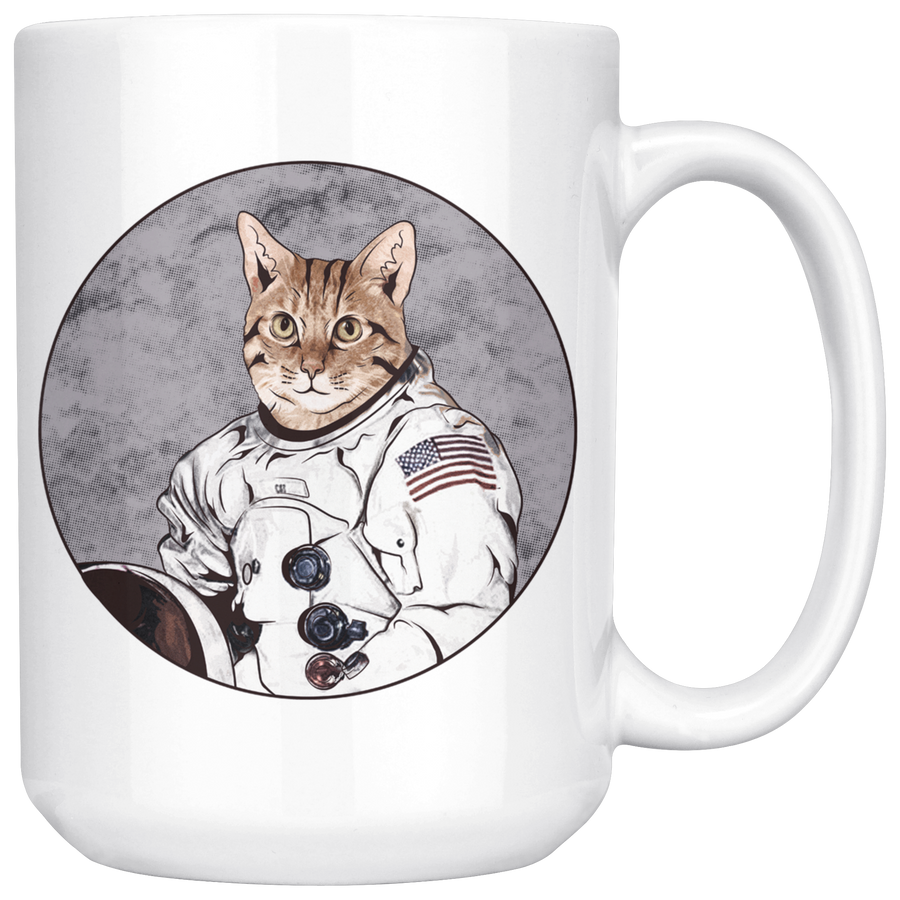 White 15oz Mug - Cat Astronaut
