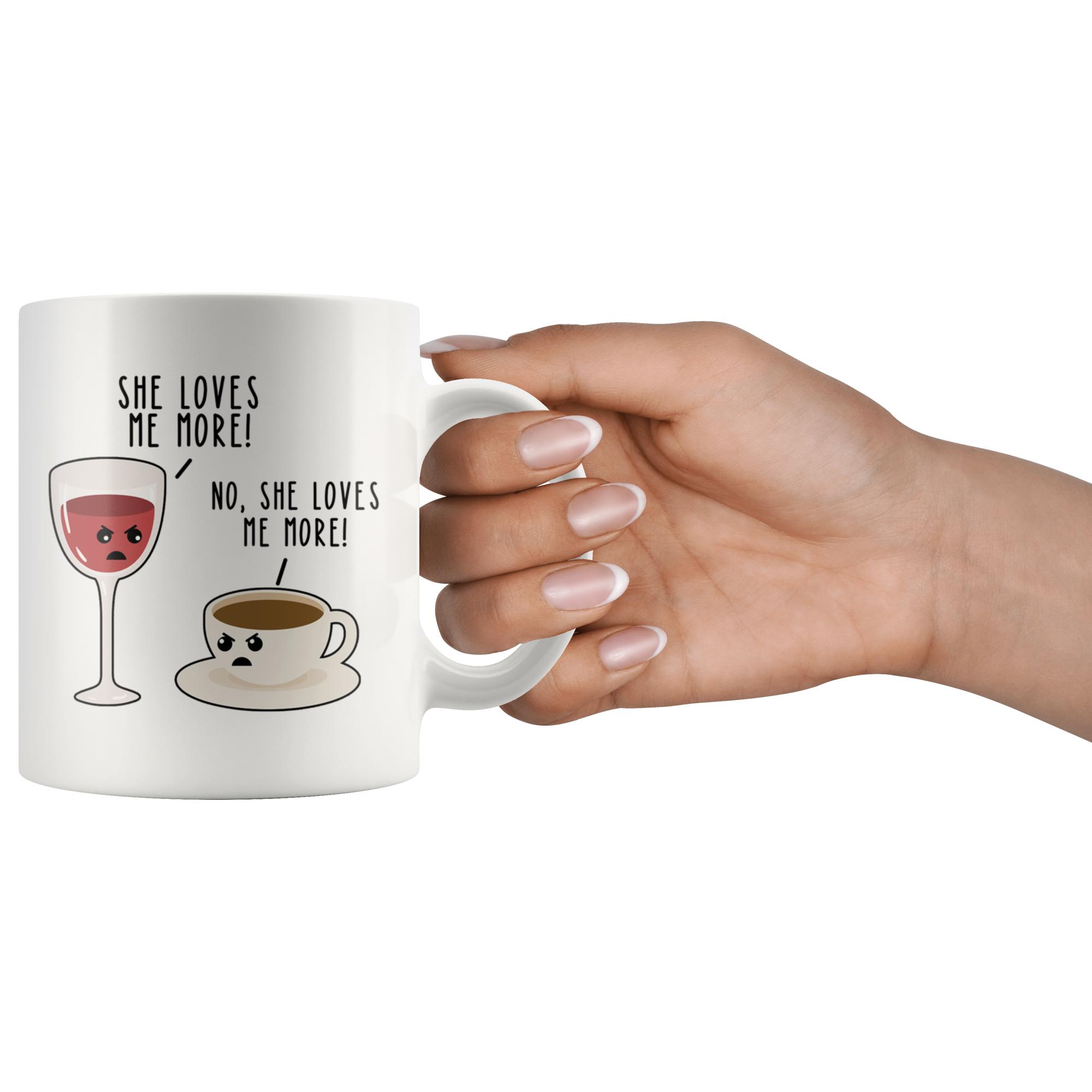 White 11oz Mug - Wine Coffee Love Me More
