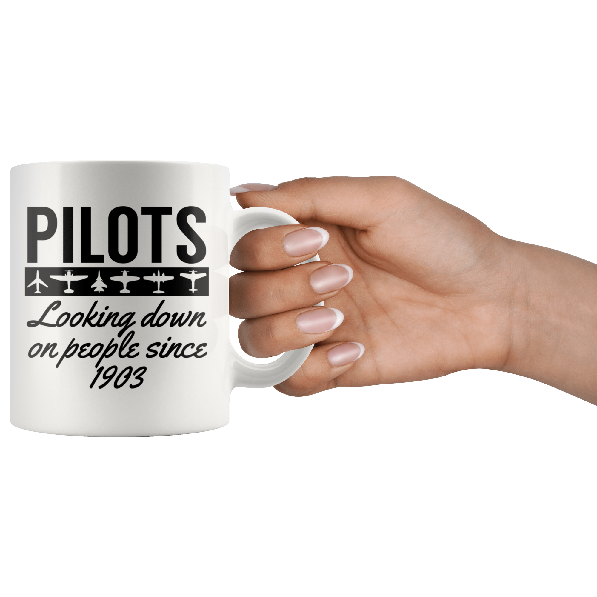 White 11oz Mug - Pilots Looking Down