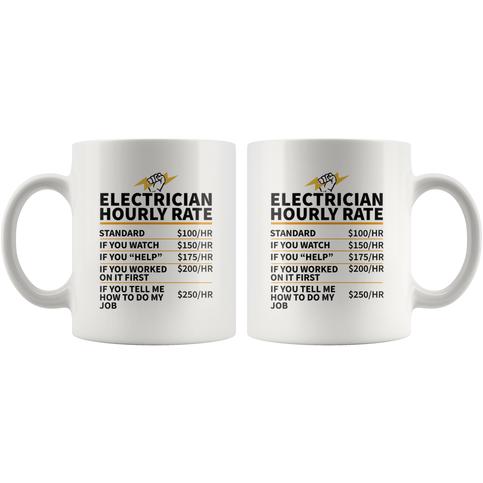 White Mug - Electrician Hourly Rate