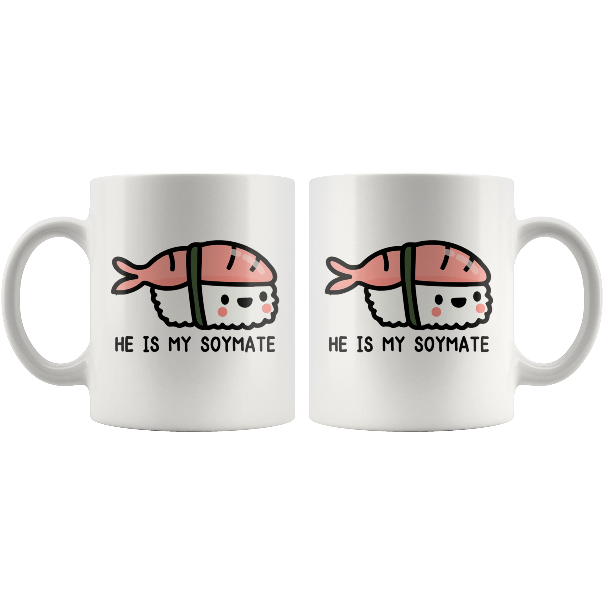 White Mugs - Sushi Matching Mugs Soy Mates