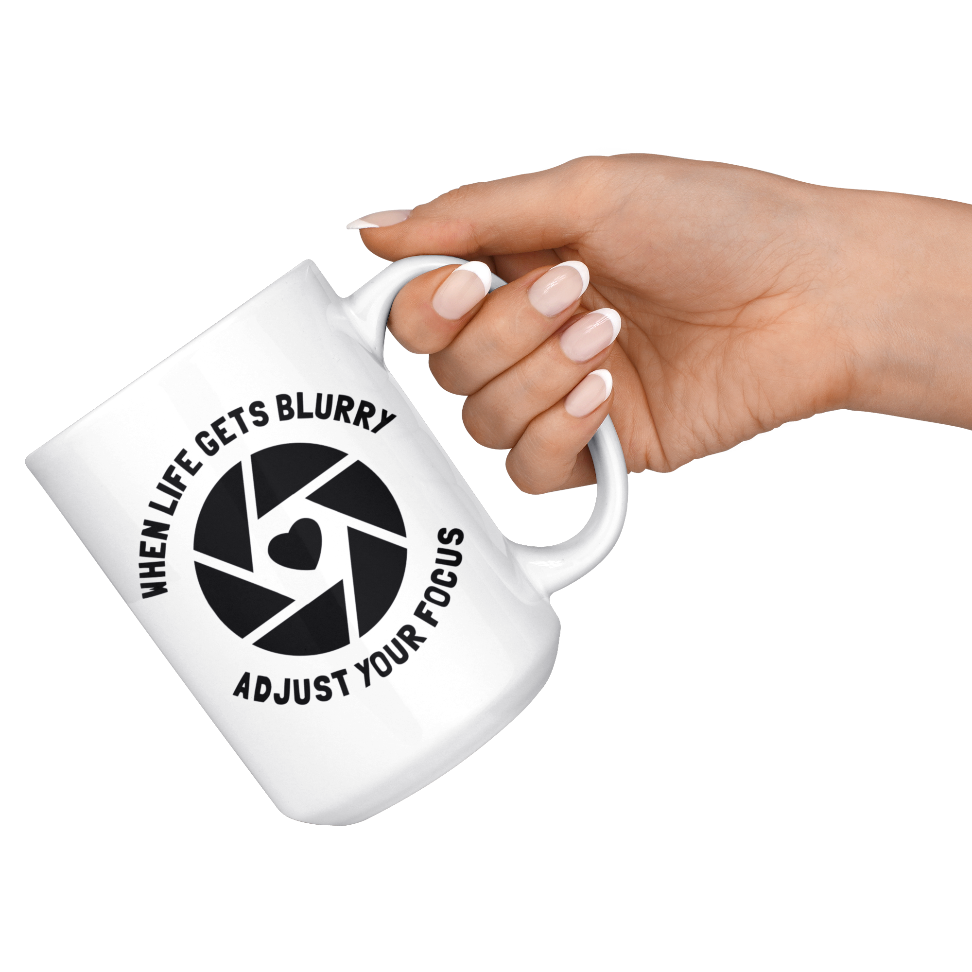 White Mugs - Life Gets Blurry Adjust Focus