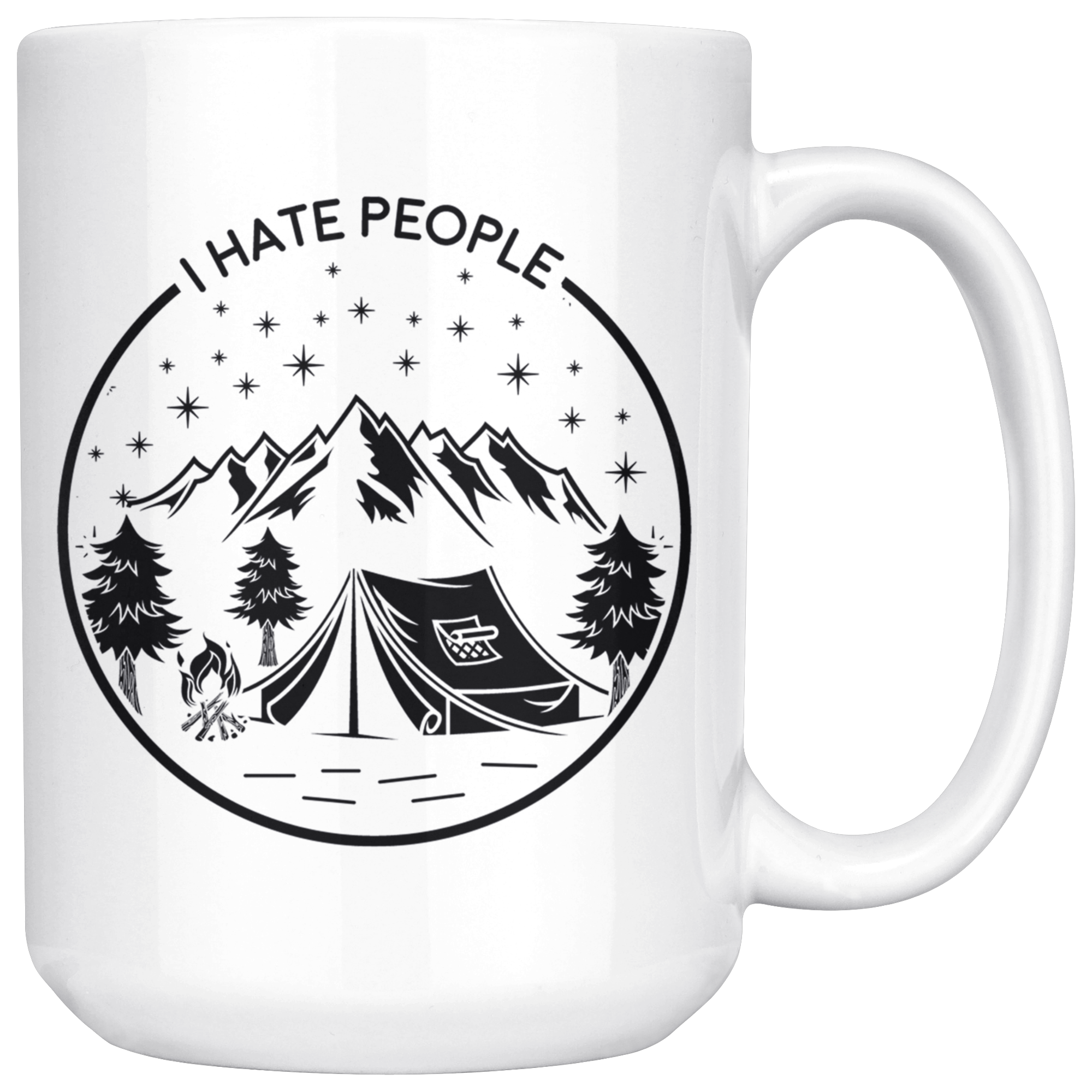 White 15oz Mug - Camping Hate People