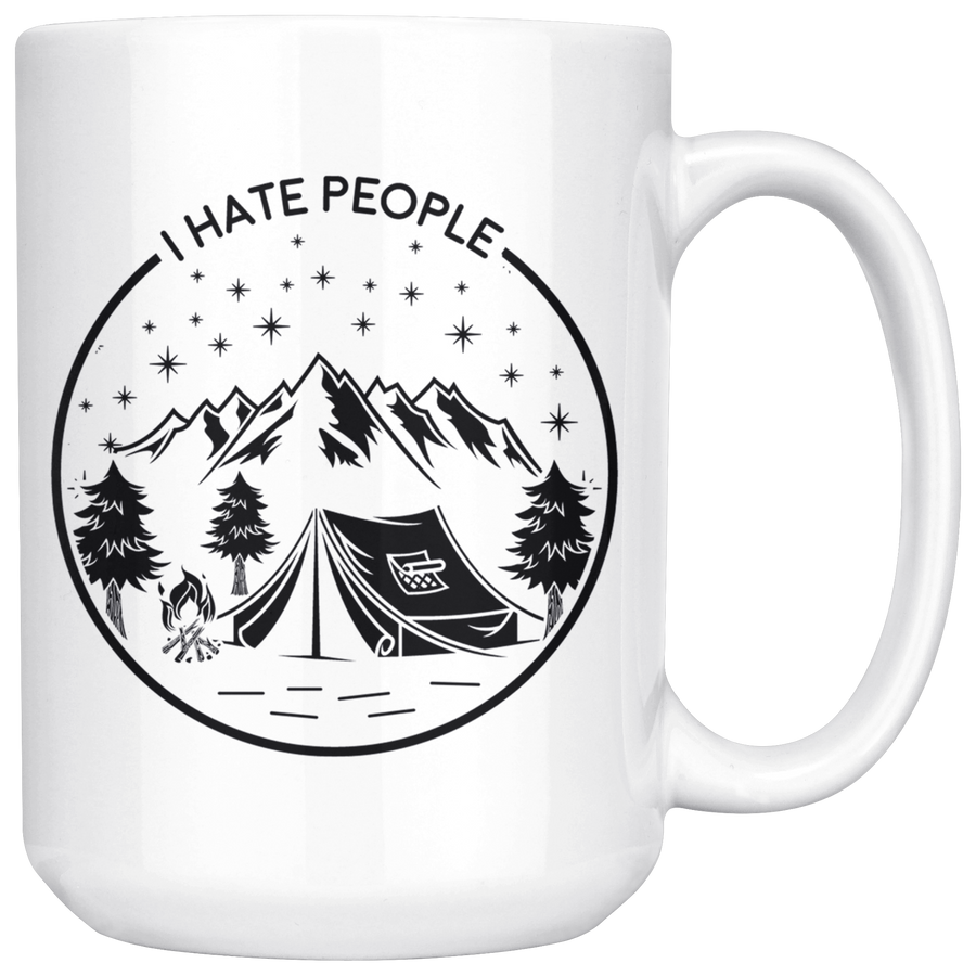 White 15oz Mug - Camping Hate People