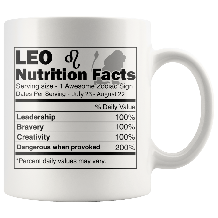 White 11oz Mug - Leo Nutrition Facts