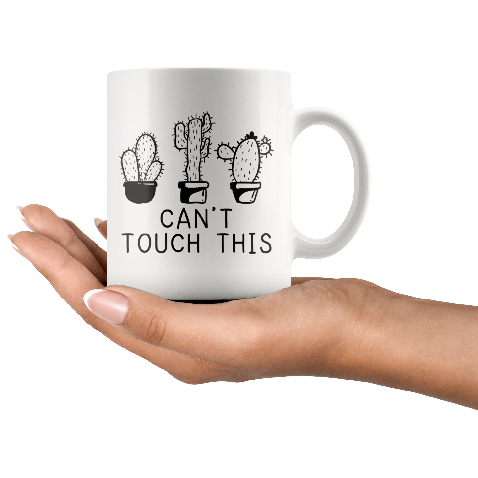 White 11oz Mug - Cactus Can't Touch This