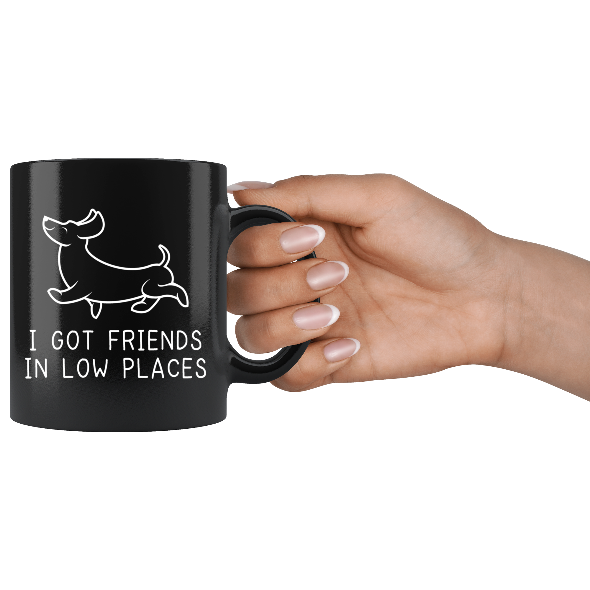Black 11oz Mug - Dachshund Low Places