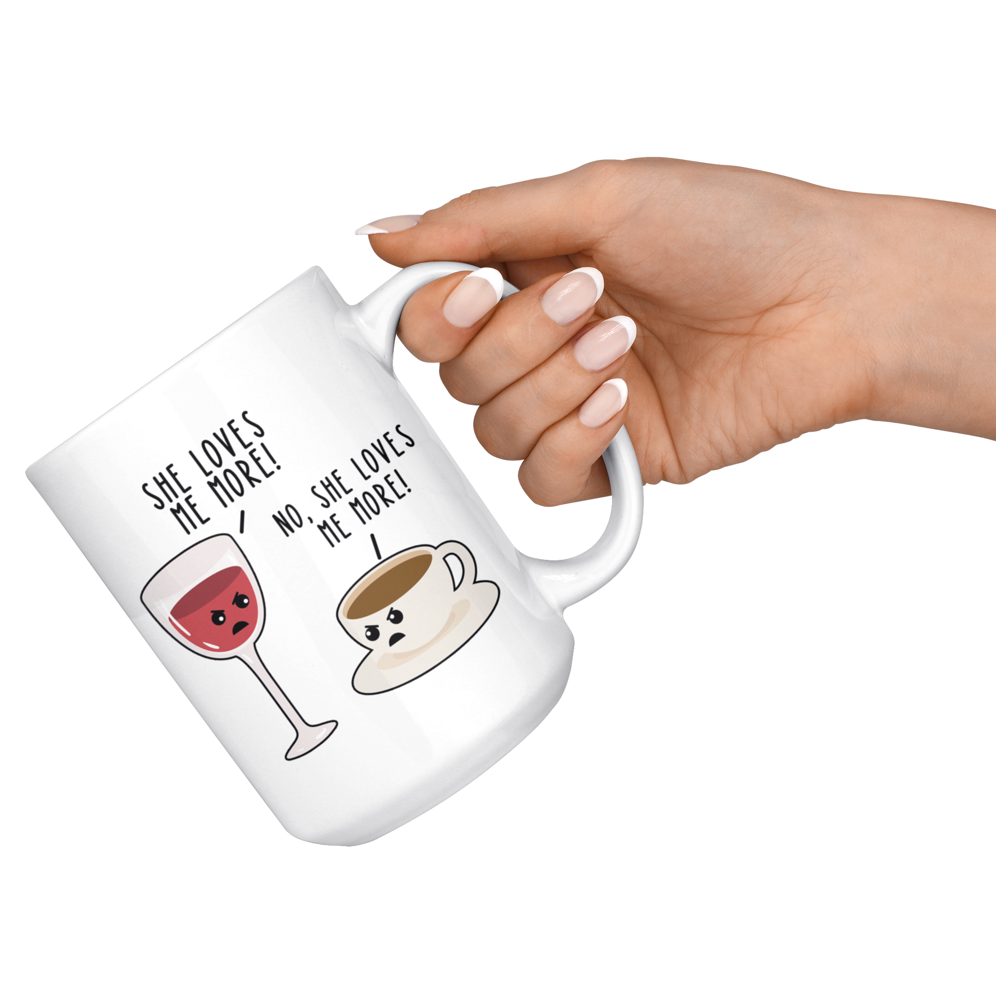 White 15oz Mug - Wine And Coffee