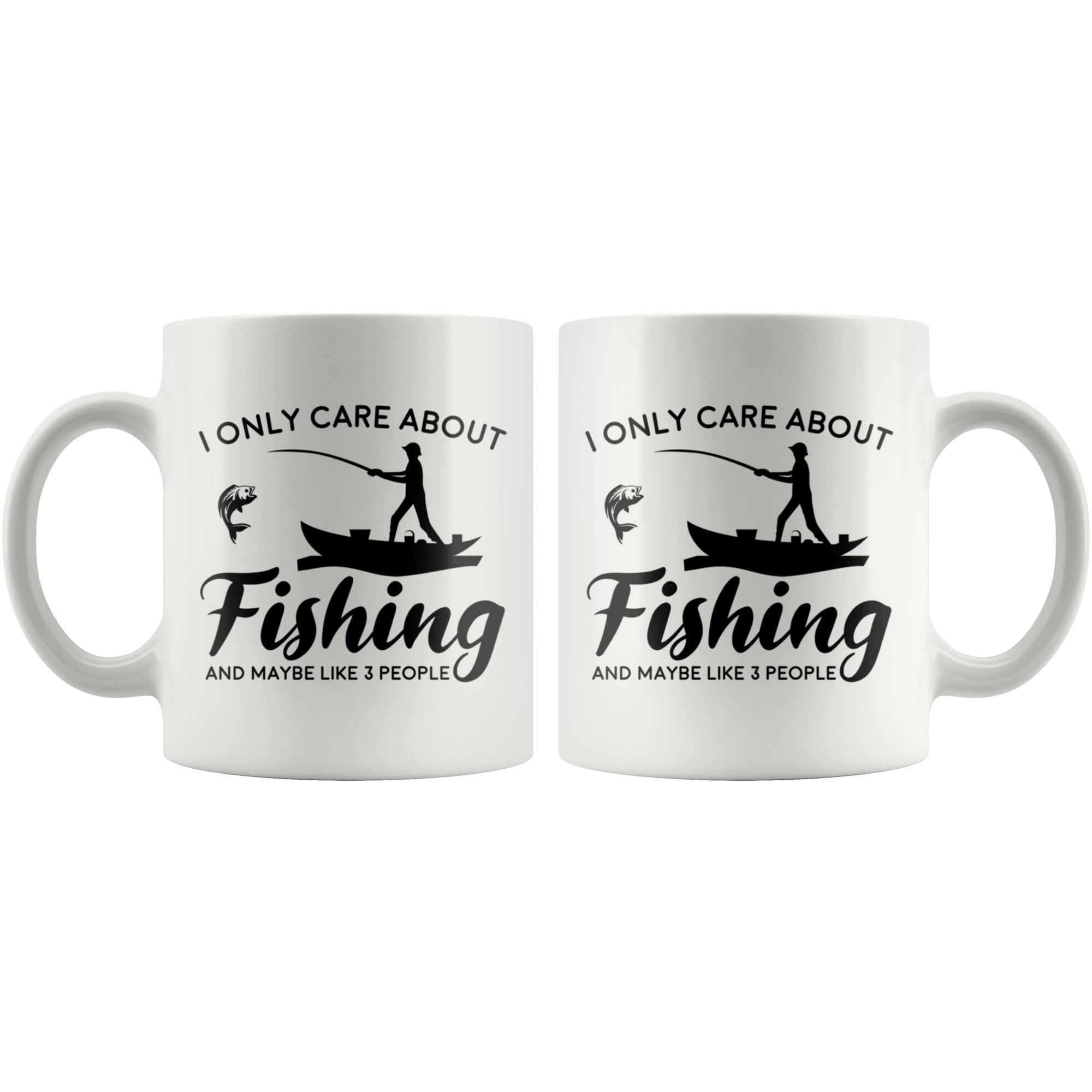 White Mugs - I Only Care About Fishing