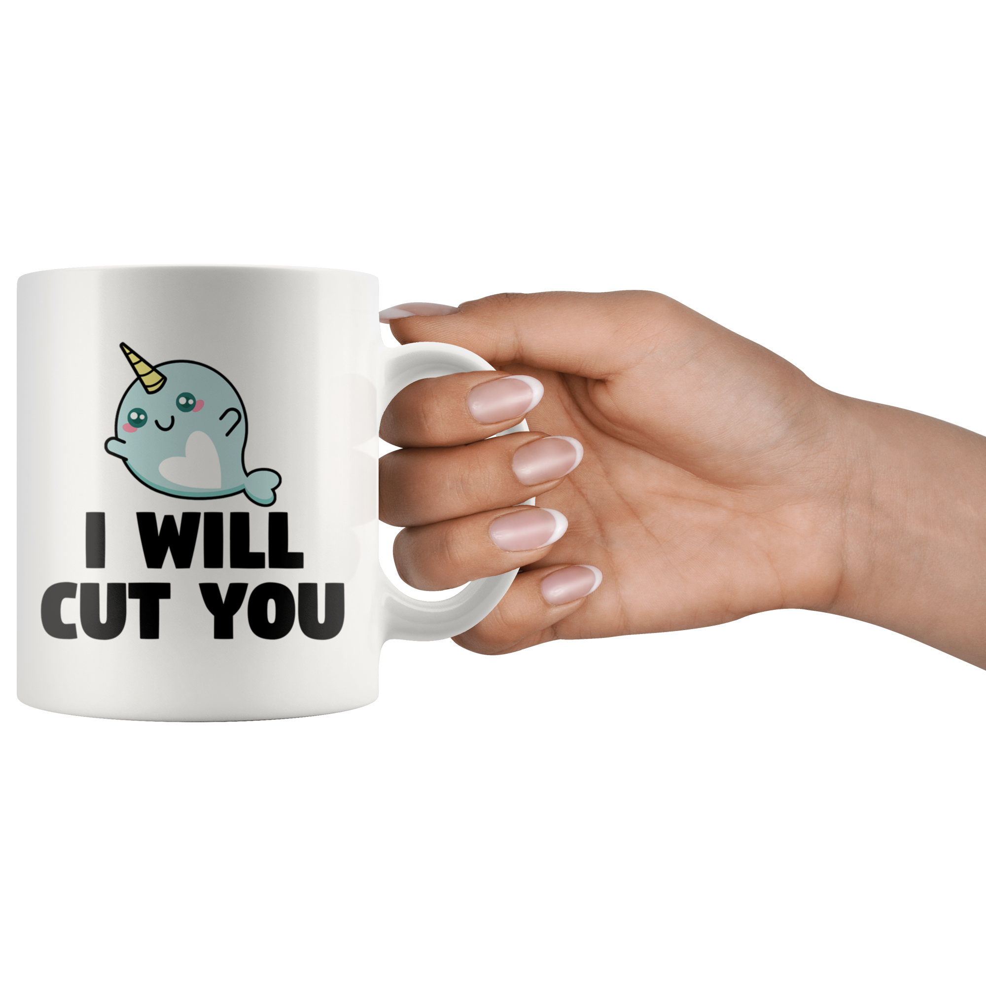 White Mugs - Narwhal Will Cut You