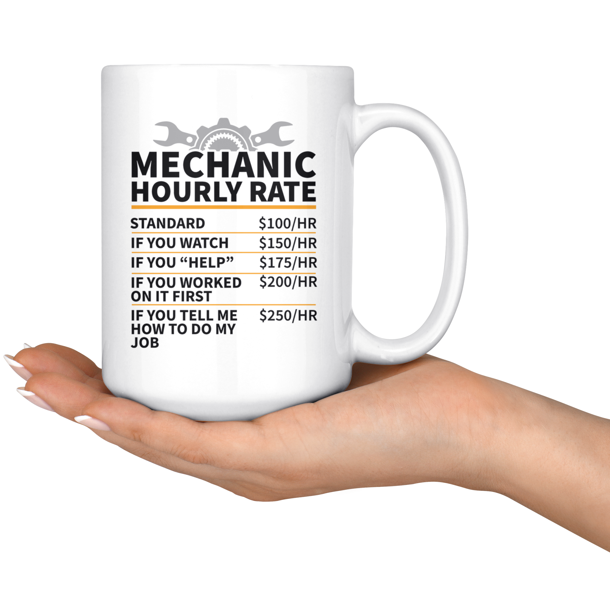 White 15oz Mug - Mechanic Hourly Rate
