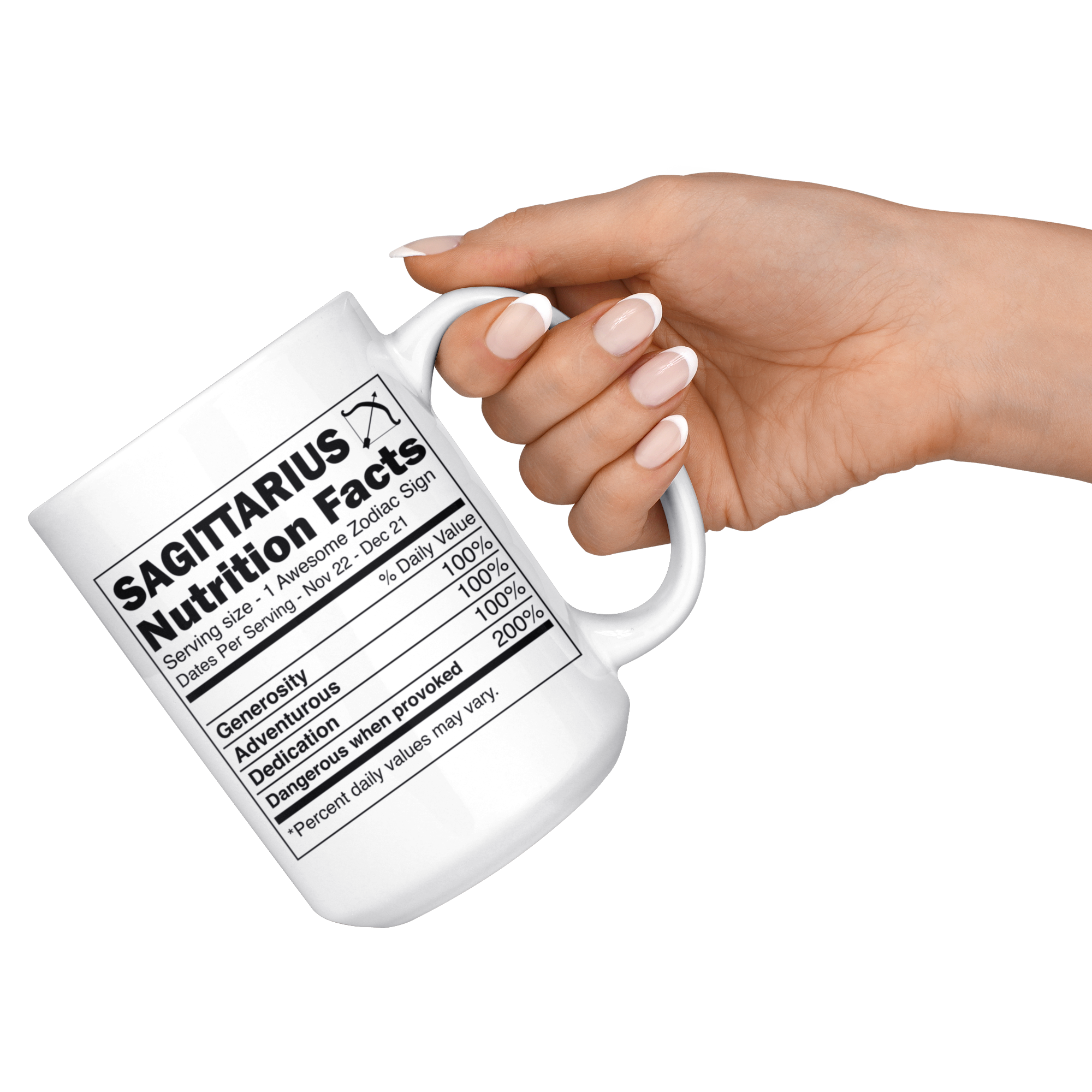 White 15oz Mug - Sagittarius Nutrition Facts