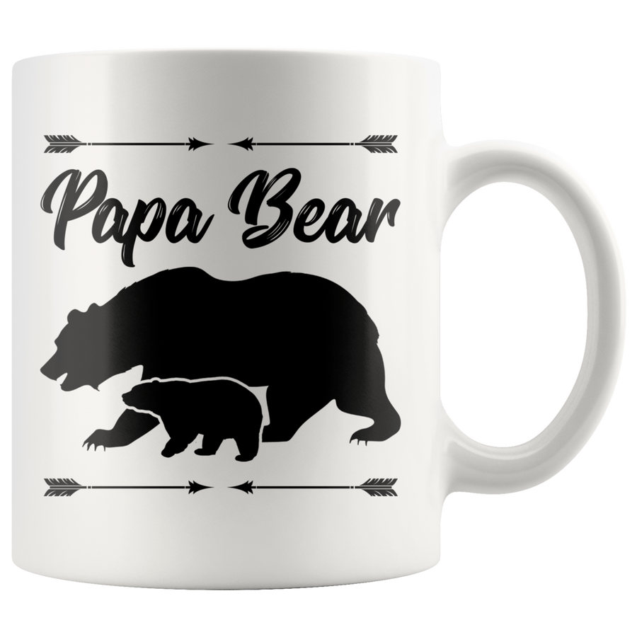 White 11oz Mug - Papa Bear Arrow