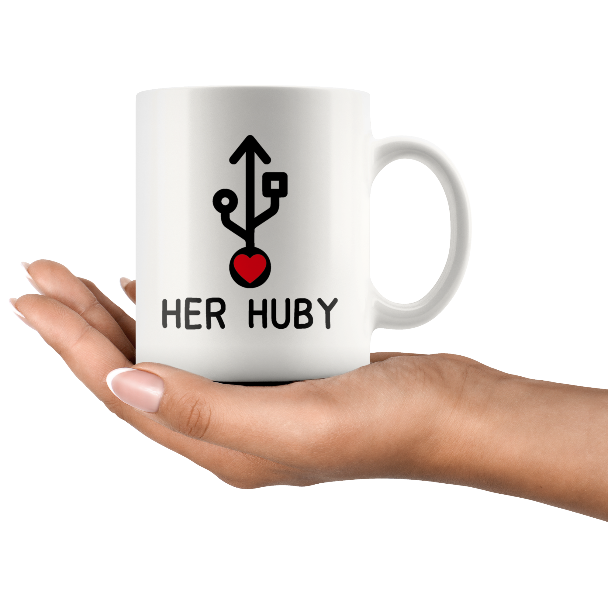 White 11oz Mug - Computer Matching Mugs Her Huby