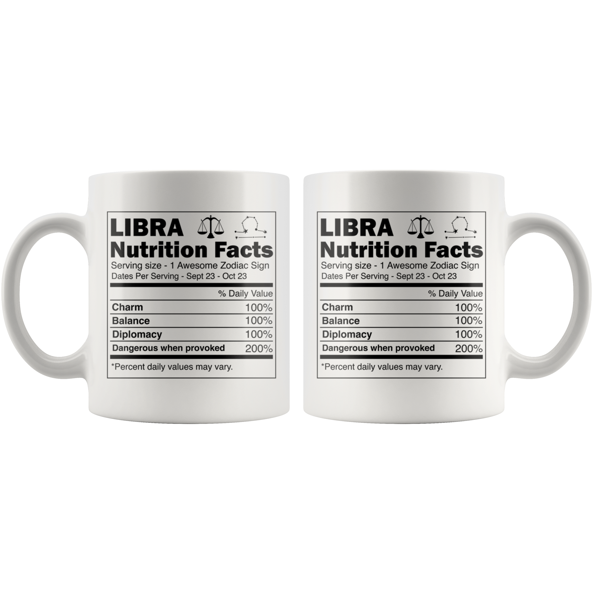 White 11oz Mug - Libra Nutrition Facts