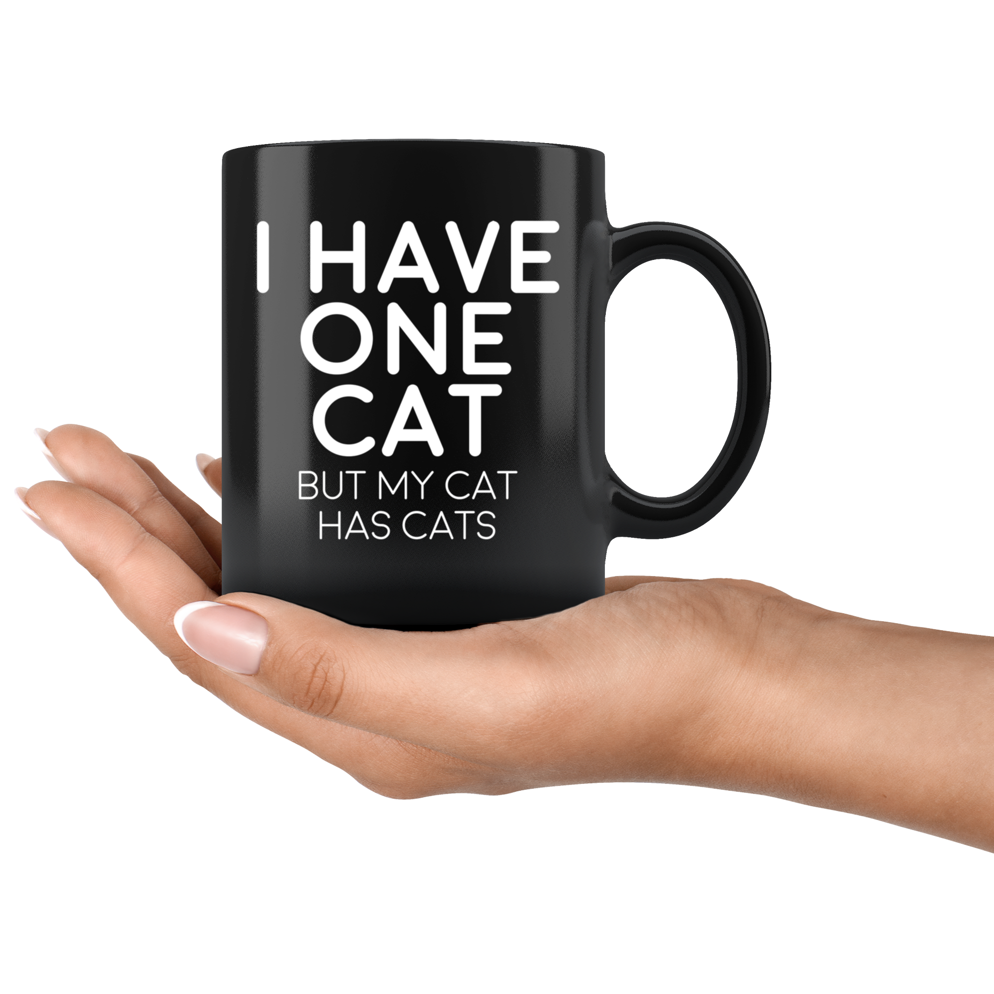 Black 11oz Mug - One Cat Has Cats