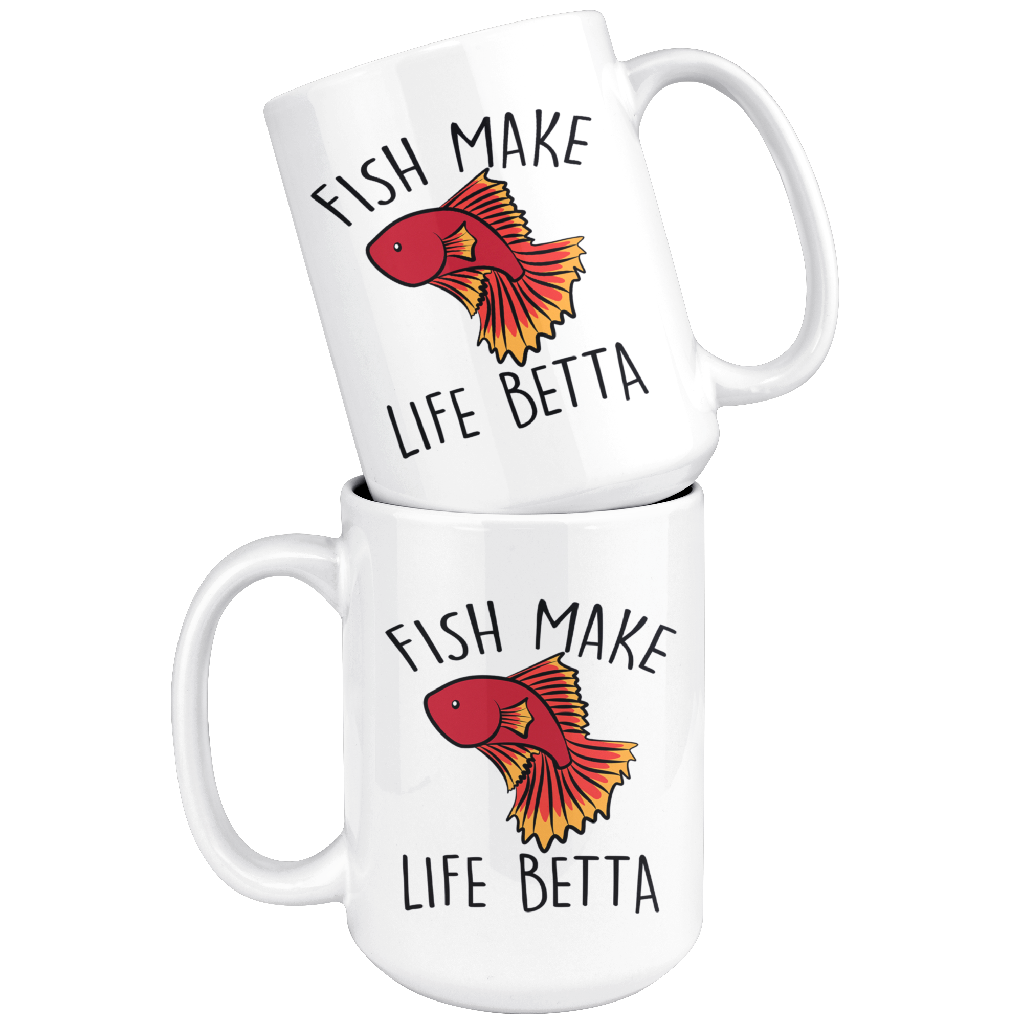 White Mugs - Fish Make Life Betta