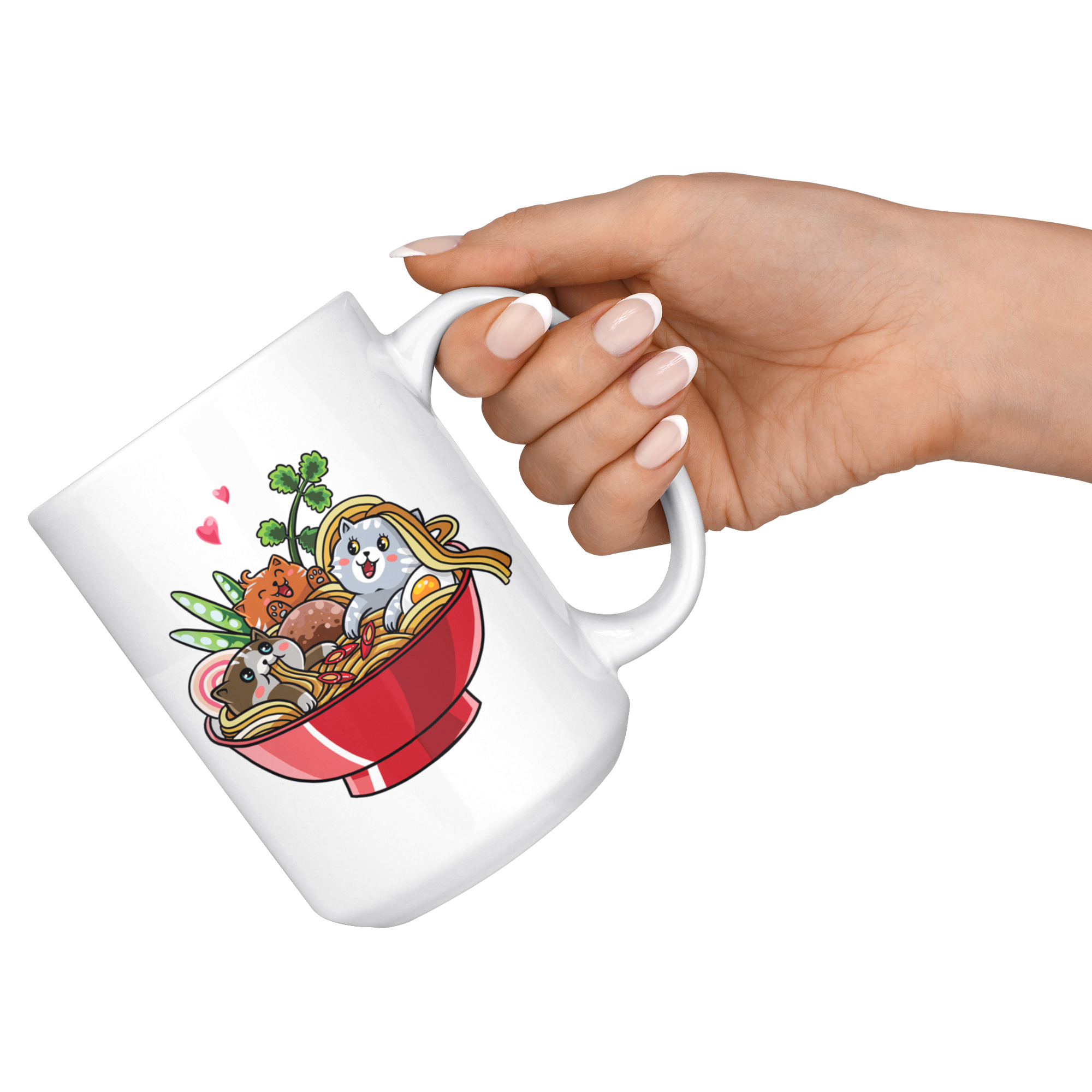 White 15oz Mug - Ramen Cat Noodles