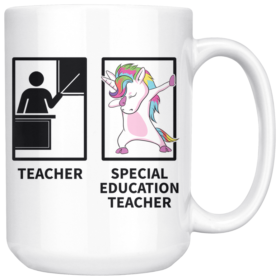 White 15oz Mug - Special Education Dabbing Unicorn Teacher