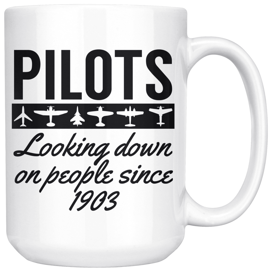 White 15oz Mug - Pilots Looking Down On People