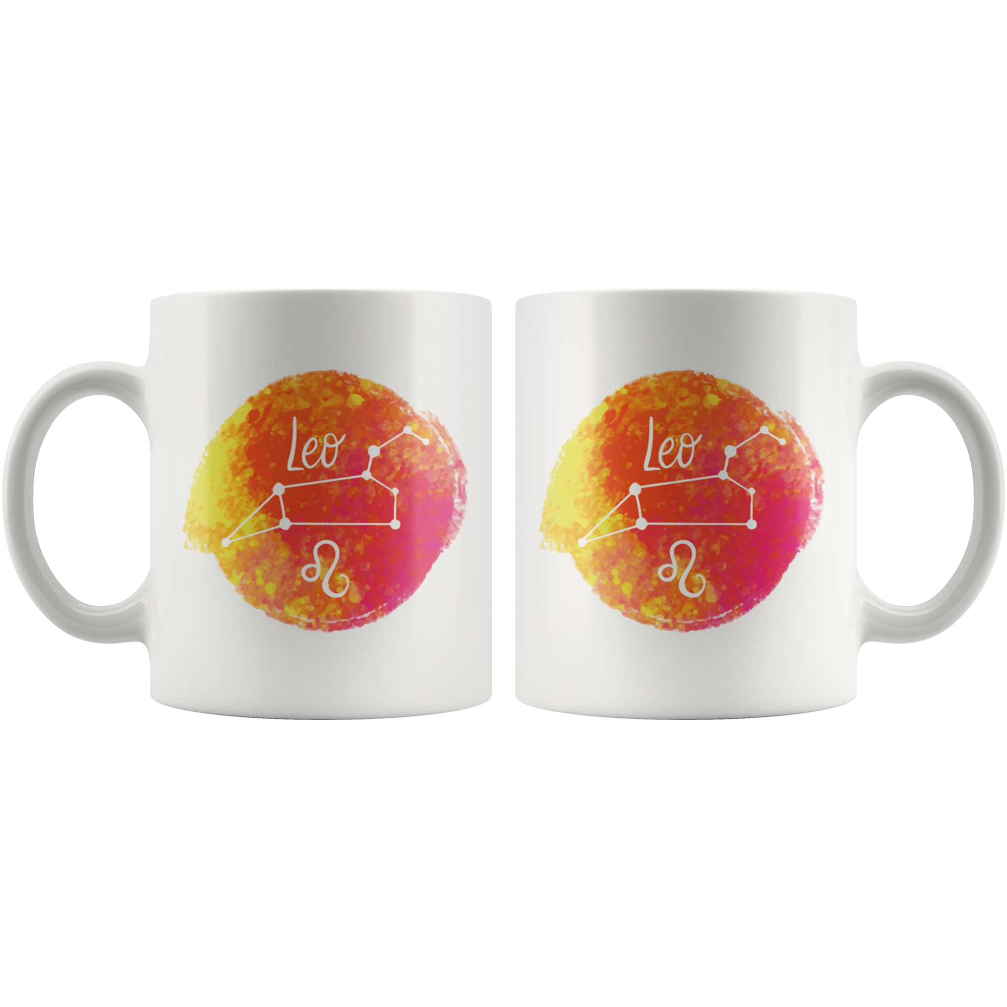 White 11oz Mug - Watercolor Leo