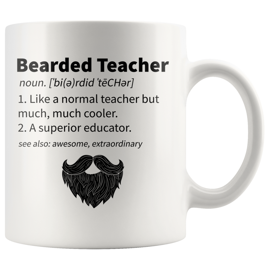 White 11oz Mug - Bearded Teacher Mug
