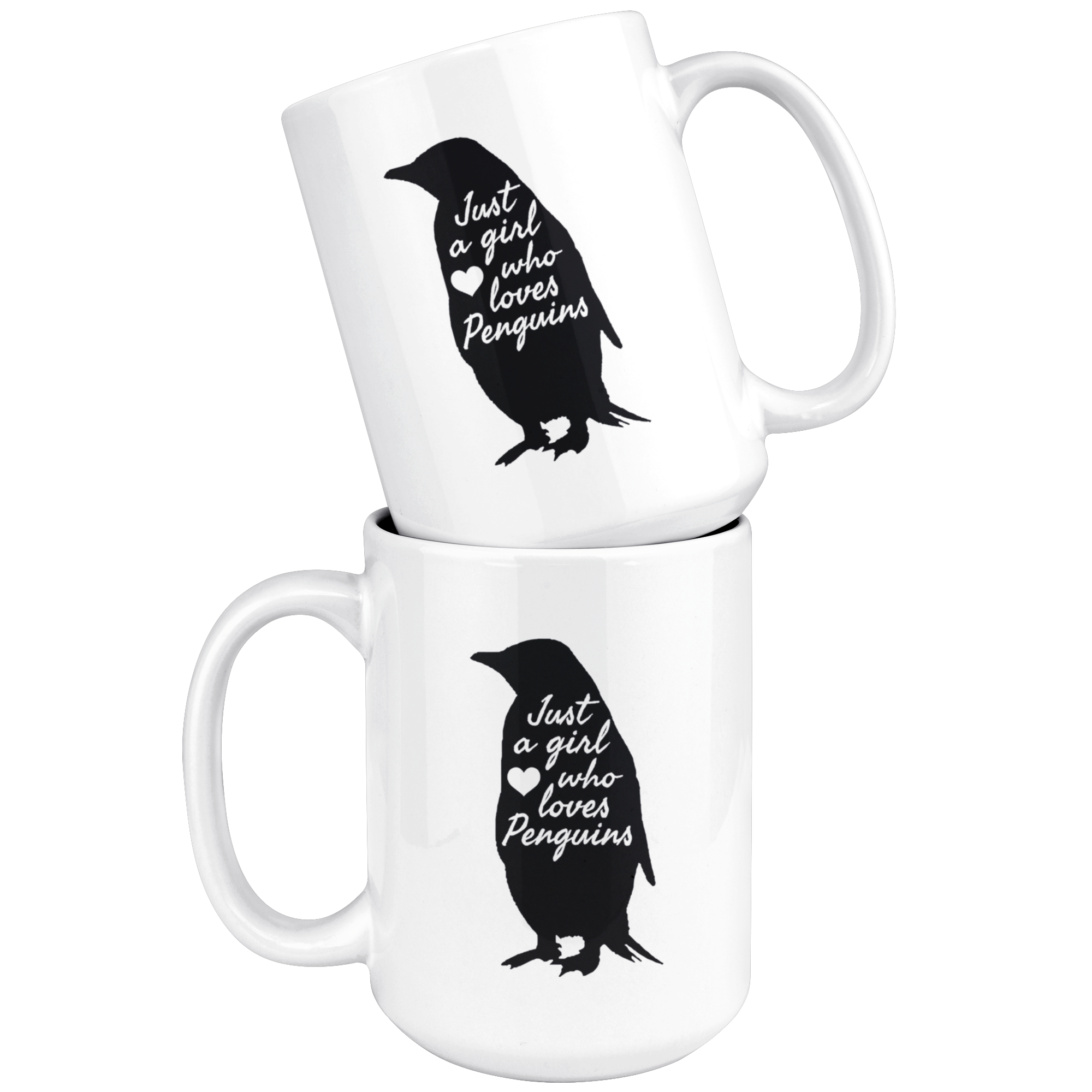 White 15oz Mug - Girl Who Loves Penguins