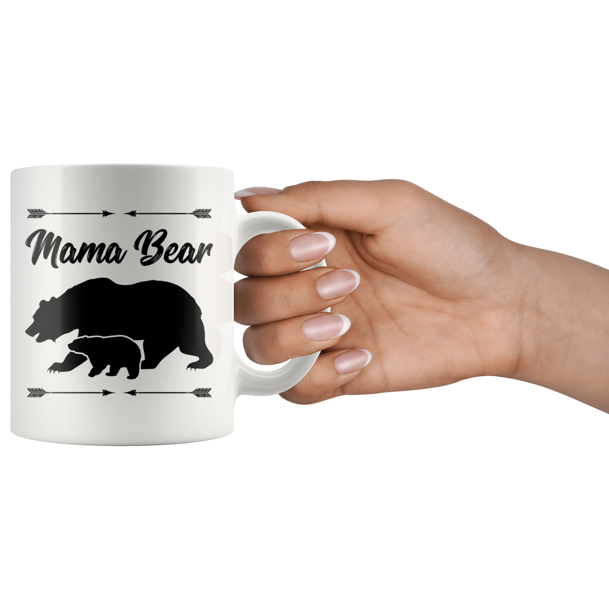 White 11oz Mug - Mama Bear Arrows