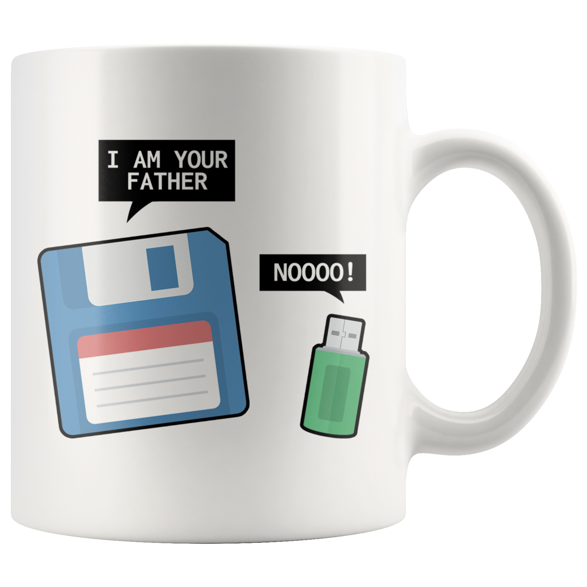 White 11oz Mug - Floppy USB Father
