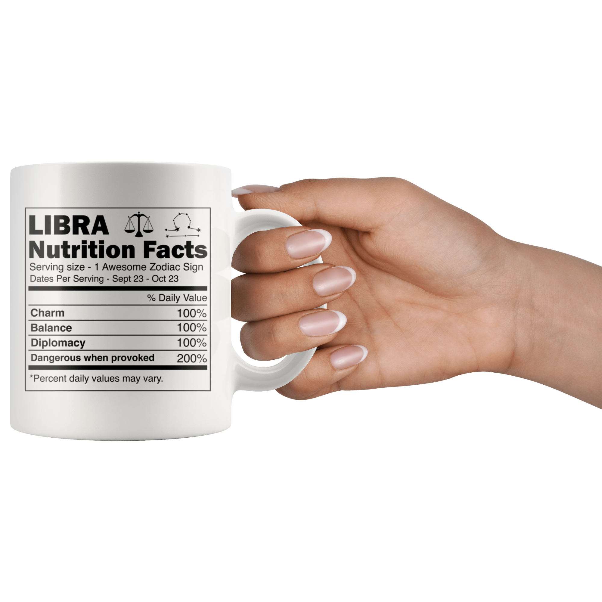 White 11oz Mug - Libra Nutrition Facts