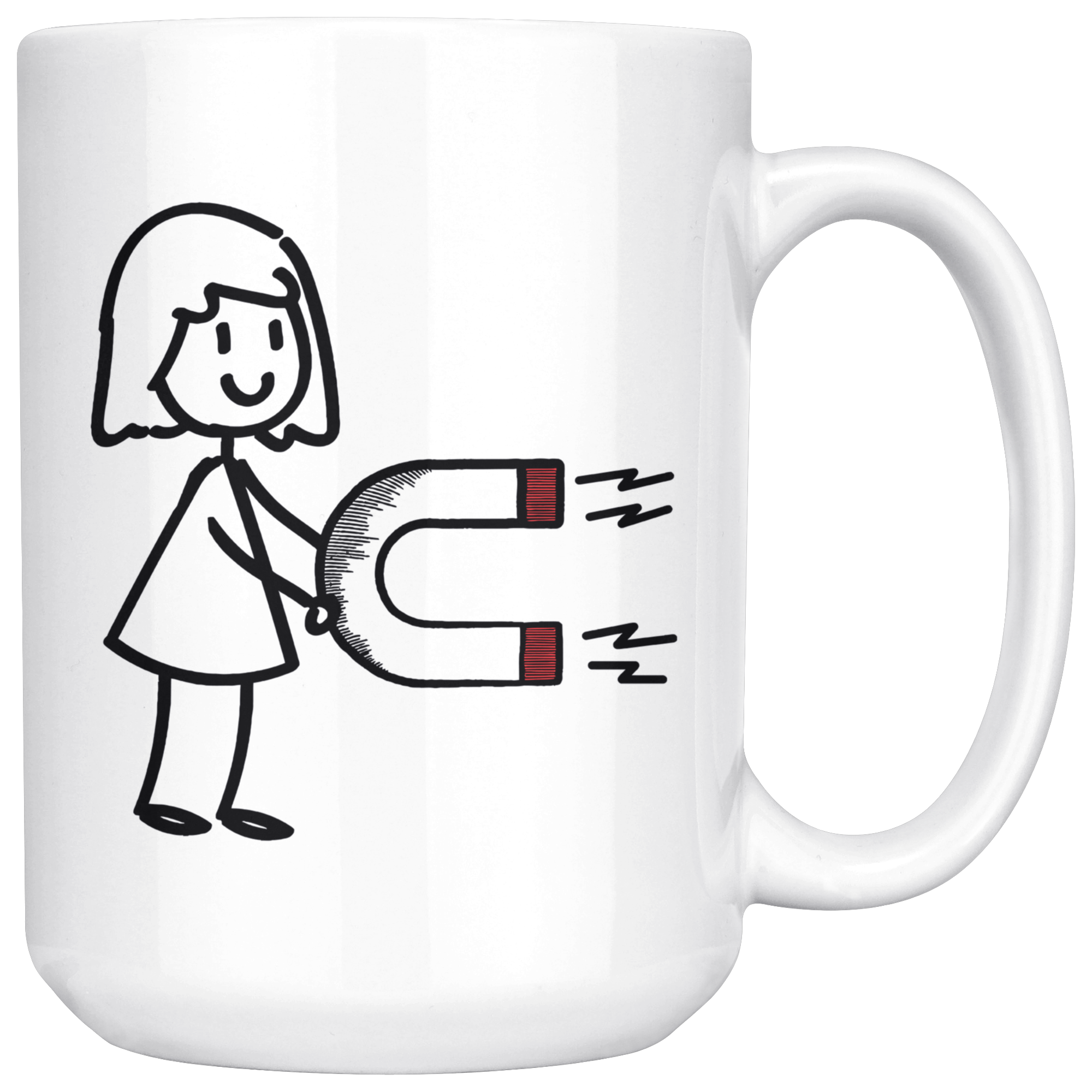 White 15oz Mug - Magnet Matching Mug Girl